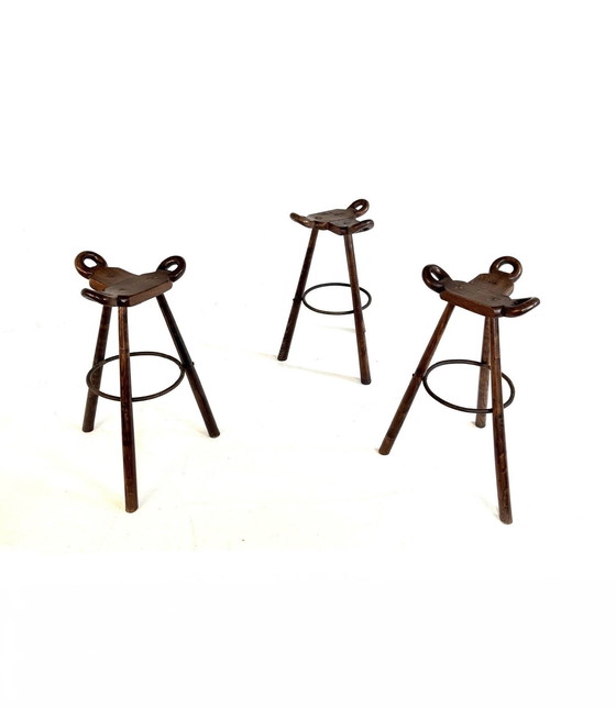 Image 1 of 3x tabourets de bar vintage 'Marbella', Conoform '60