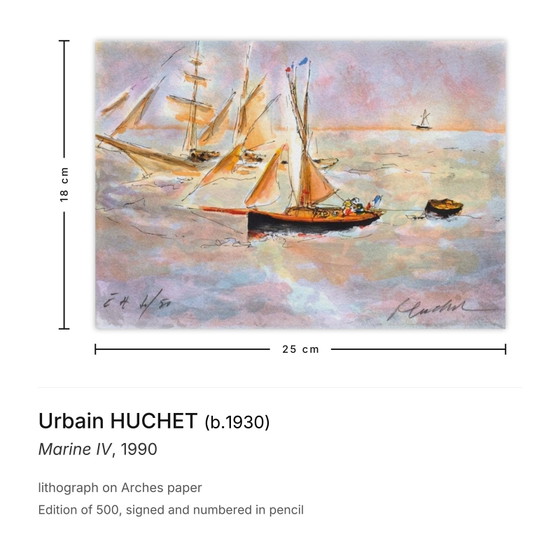 Image 1 of Urbain HUCHET Marine IV Gesigneerde litho 1990