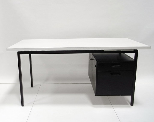 Writing Desk in Black Stained Oak with White Lacquered Top by Herbert Hirche for Christian Holzäpfel KG, Germany, 1960s