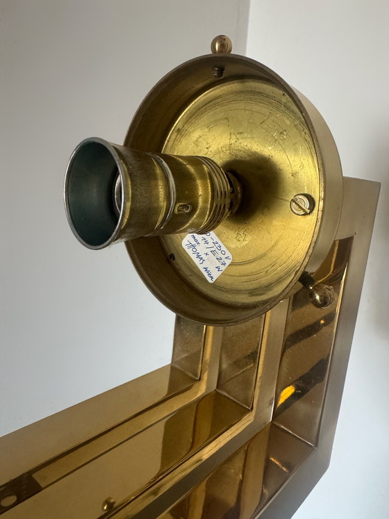 Image 1 of Opaline brass wall lights from the 1970s