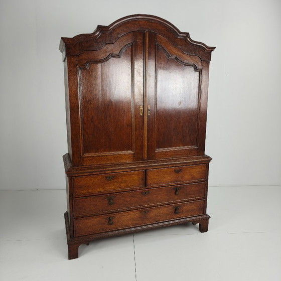 Image 1 of Dutch 18th Century Oak Cabinet – “Diaper Cabinet”