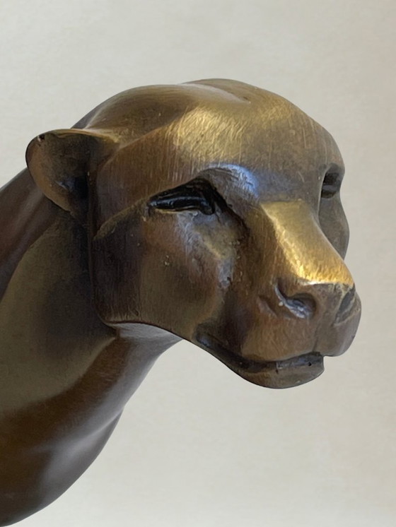 Image 1 of Sculpture Art Déco – Panthère en course - Bronze patiné – 19cm