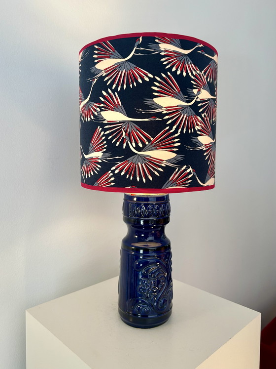 Image 1 of Medium-sized table lamp made of West German Pottery ceramic in vibrant cobalt blue.
