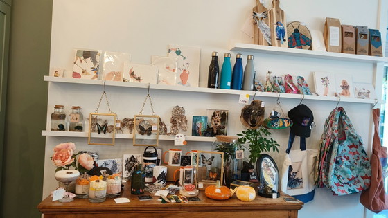 Image 1 of Cornice color oro (incastonata in un supporto di legno) con due farfalle conservate (tassidermia)