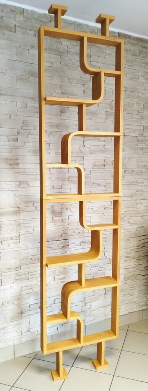 Two Ludvik Volak shelving partitions in curved beech wood