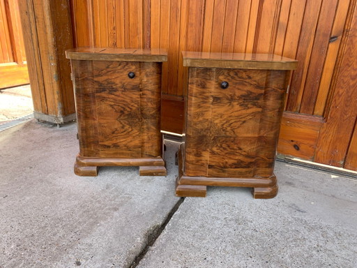 Art Deco Ungarische Nachttische, 1930er, 2er Set