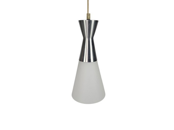 Image 1 of Hala Zeist - hanglamp - diabolo - melkglas - aluminium - 80's