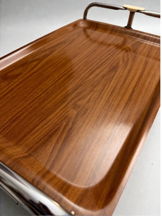 Image 1 of Raro carrello bar pieghevole a 3 livelli Bremshey Gerlinol Dinett – Germania anni '70