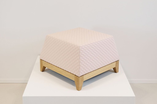 Bogaerts Oblique pouf in 3d pink Cubic fabric by Gabriel