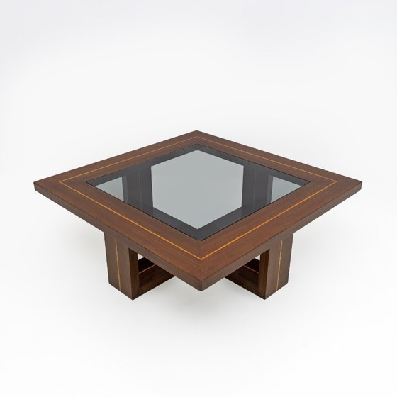 Image 1 of Mid-century Modern Maple Inlays and Walnut Coffee Table, Italy, 1970s