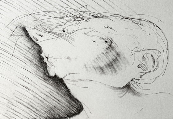 Image 1 of Robert Detheux - Magnifique portrait surréaliste - Vendu encadré 