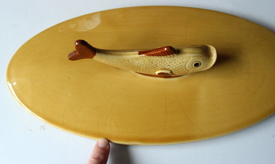 Image 1 of Grand plat de poisson Terrine de poisson avec recette - Céramique - Vintage