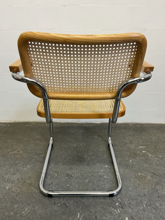 1 x Vintage Cesca stoel, Eetkamerstoelen, Chroom, Hout, Zilver (foto 3 van 15)