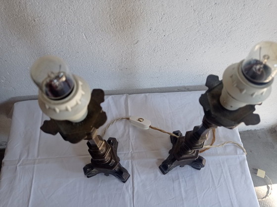 Lamps - Bronze - Transformed Candelabras – Table lamps, Textile (photo 16 of 38)