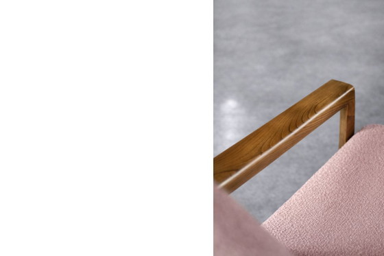 Image 1 of Vintage Mid-Century German Modern Cherry Wood & Dirty Pink Fabric Armchairs from Wilhelm Knoll, 1970s, Set of 2