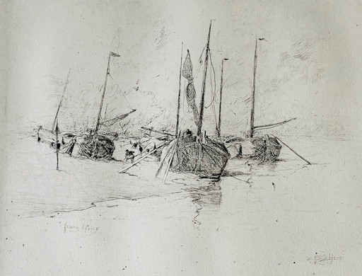 Etching Frans Hens - Voiliers