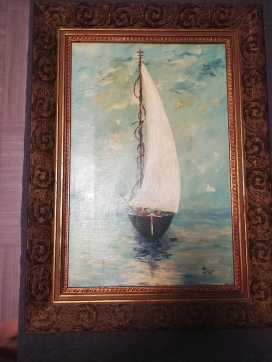 Image 1 of Superb seascape in oil – Lyda Flores, Cabourg (Normandy)