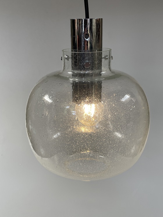 Image 1 of Glass Space Age Pendant Lamp, Glashütte Limburg, Germany 1970's