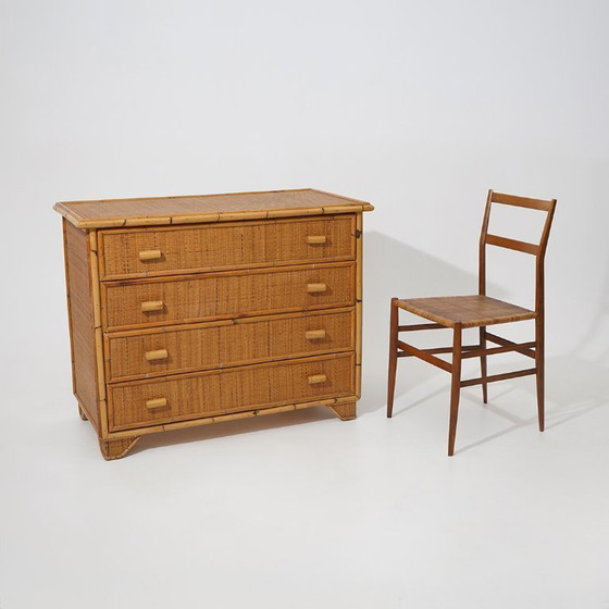 Image 1 of Bamboo and woven wicker chest of drawers, 1970s
