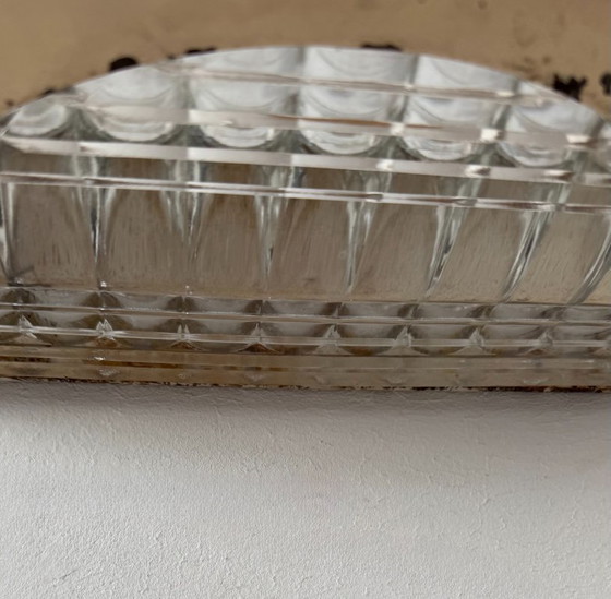 Image 1 of Paire d'applique vintage moderniste, métal peint beige et verre, France, 1930