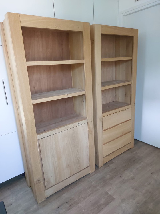 Image 1 of Set of 2 light oak cabinets