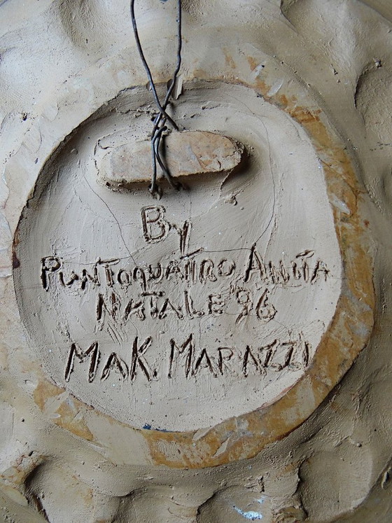 Piatto da Parete Sole Antropomorfo in Terracotta Patinata, Italia Vintage 1996 – Decorazioni murali, Ceramic (photo 12 of 12)