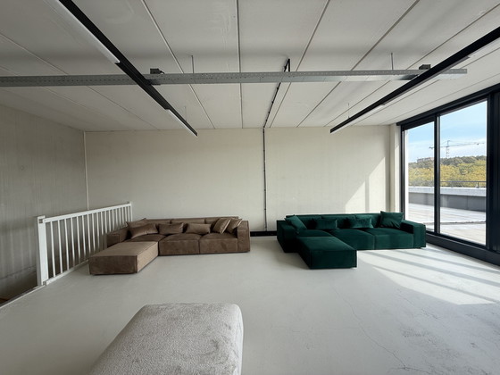 Image 1 of Japandi corner sofa dark green velvet