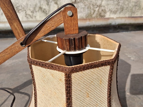 Image 1 of Originale Scherenlampe aus Holz, 1950.