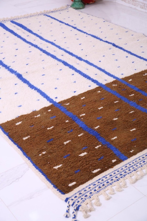 Image 1 of Handmade Beni Ourain Wool Rug: Minimalist Boho Decor 3X2m