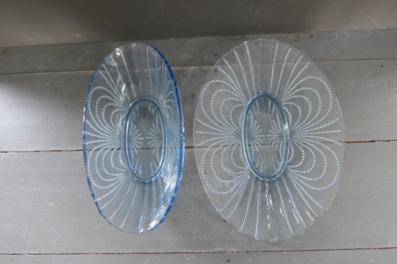 Image 1 of Art Deco cuencos de cristal azul Tchecoslovaquie