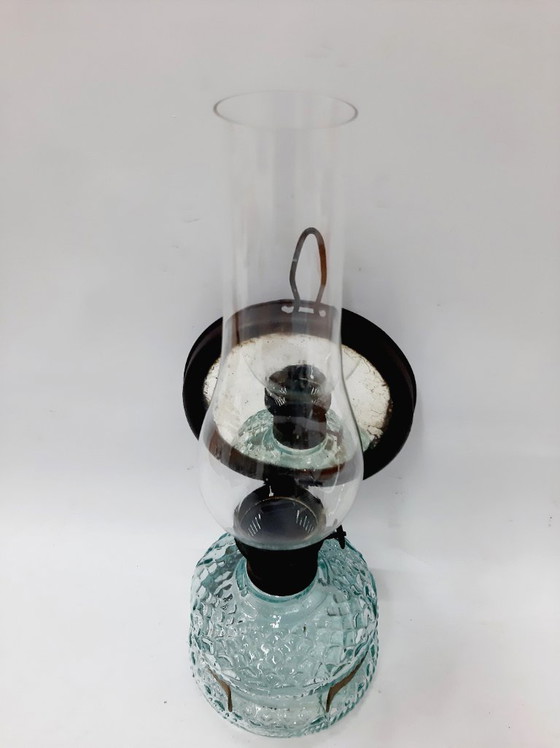 Image 1 of Lámpara de aceite de cristal antigua