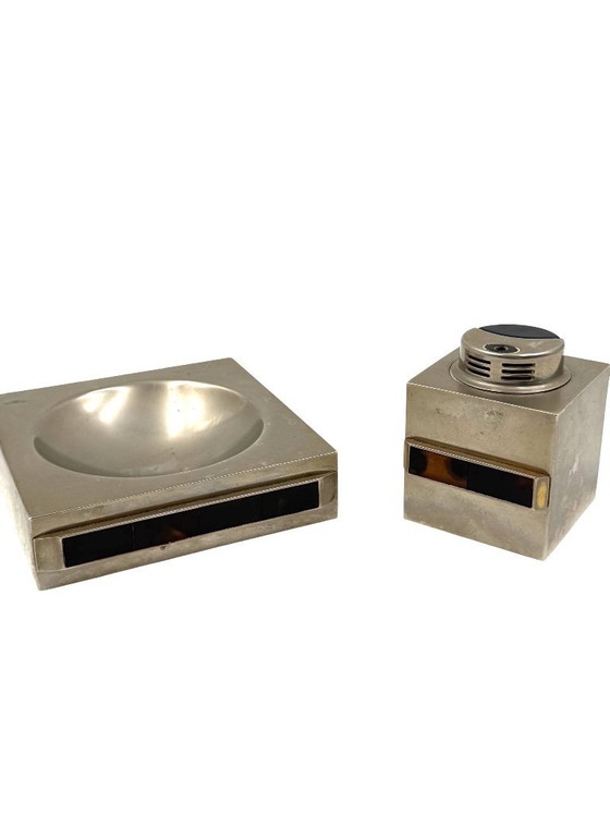 Image 1 of Tischraucher-Set, Aschenbecher und Tischfeuerzeug, Italien 1970