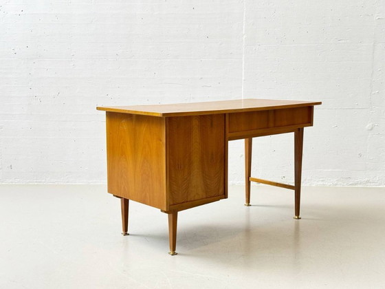 Image 1 of Walnut desk with brass details, 1960s
