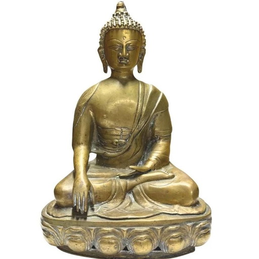 Vergoldeter Bronze-Buddha auf Lotusthron – 18.–frühes 19. Jahrhundert – Los 425