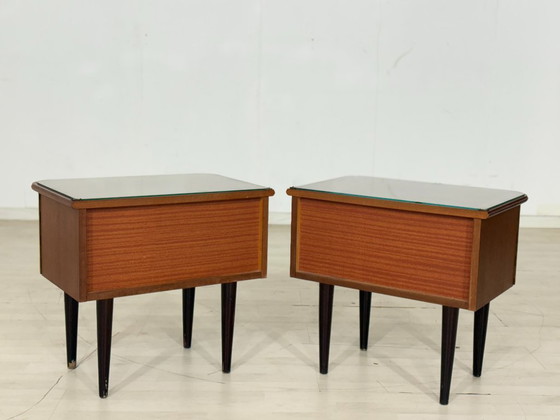 Image 1 of 2x Mid-Century Nightstands / Bedside Tables / Side Tables / Vintage Nightstand