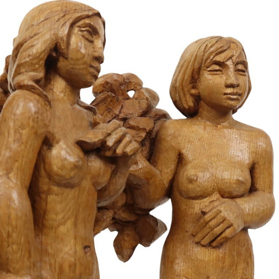 Image 1 of Estatua de roble, mujer desnuda, Fonteyne