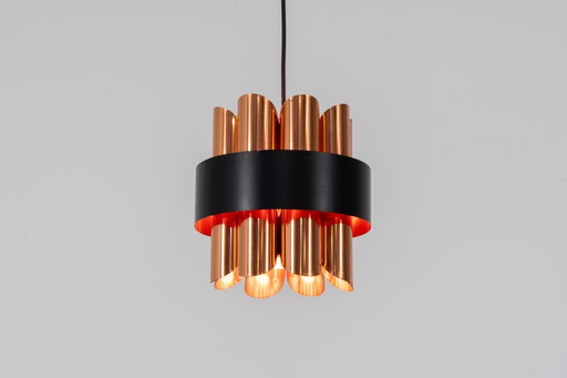 Copper pendant light by Werner Schou for Coronell (Denmark, 1970s).