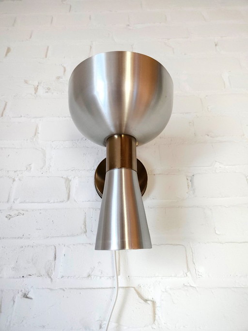 Lampada da parete Herda Diabolo, vintage in alluminio stile spaziale con lampada color bronzo