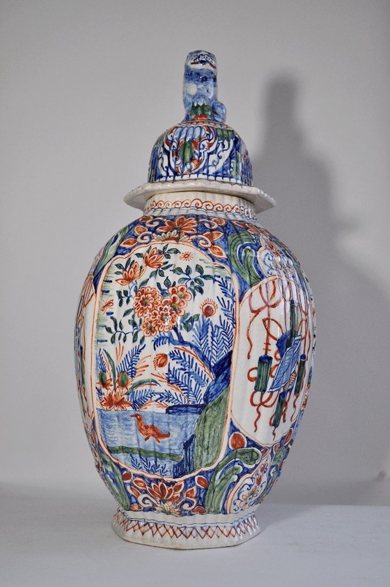 Image 1 of Covered polychrome Delftware pot - SANSON 18th century (ref 2861) - 19th century