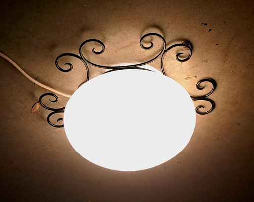 Sunburst ceiling lamp metal opaline