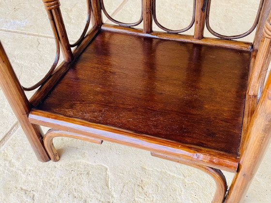 Image 1 of Vintage bamboe en rotan 3-laags plank, jaren 60