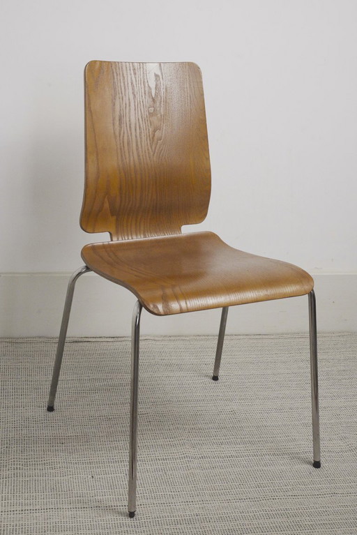 Chaises IKEA Gilbert en teck vintage, ensemble de 6 chaises de salle à manger empilables en contreplaqué de teck, style scandina
