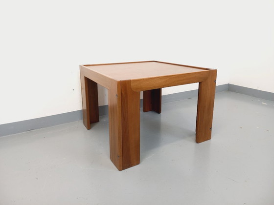 Image 1 of Vintage Italian square coffee table by Afra and Tobia Scarpa for Cassina in teak and walnut from the 60s 70s