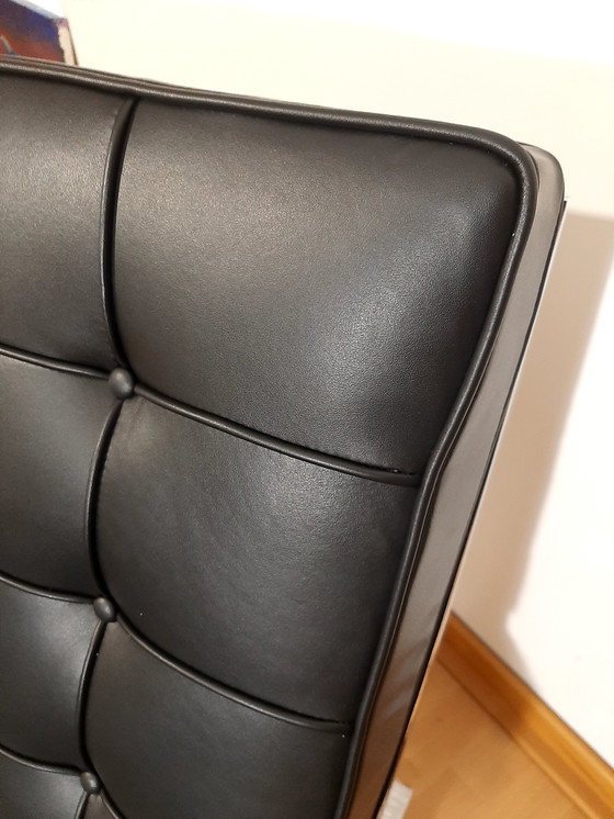 Image 1 of Knoll Set Barcelona New-Never Used Black Leather Design by Ludwig Mies Van Der Rohe and Lilly Reich (1929)