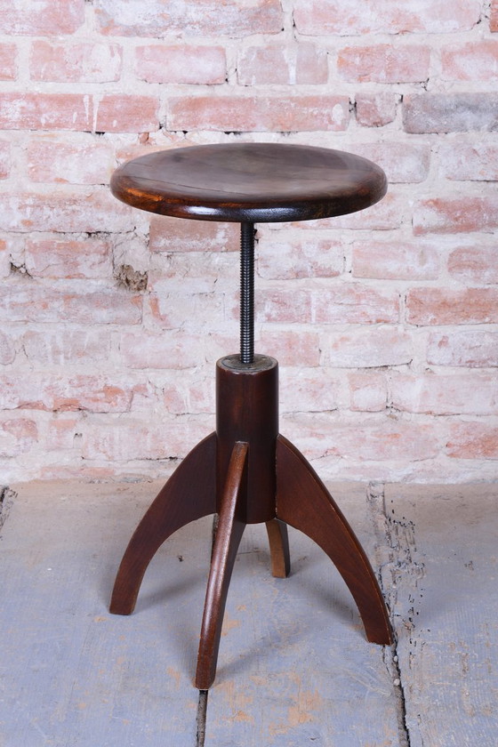 Taburete de piano Mid-Century restaurado, Haya, repulido, Checo, años 40 – Metal, Wood (photo 4 of 10)