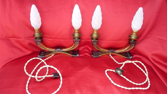 Pair of ART DECO Table lamps – Bronze (photo 2 of 5)