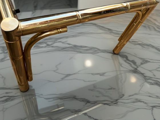 Image 1 of Couchtisch mit vergoldetem Messingrahmen in Bambusoptik