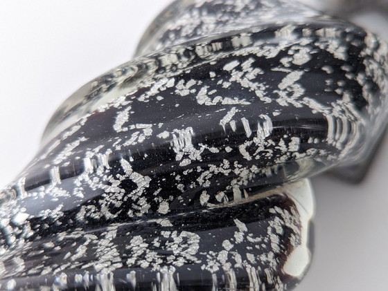 Image 1 of Pair of Hand-Blown Murano Glass Spiral Door Handles with Silver Dust, 1960s