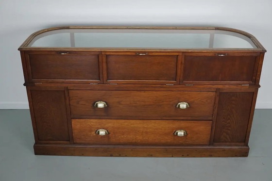 Image 1 of Mobiletto portagioie/bancone da negozio antico in rovere francese, inizio XX secolo