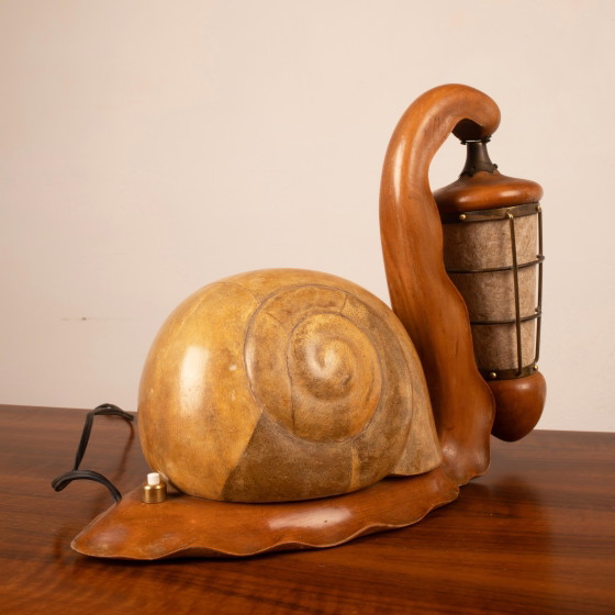 Aldo Tura Parchment Snail Table Lamp Mid Century 1940 – Paper, Brass, Mid Century Modern (photo 15 of 27)
